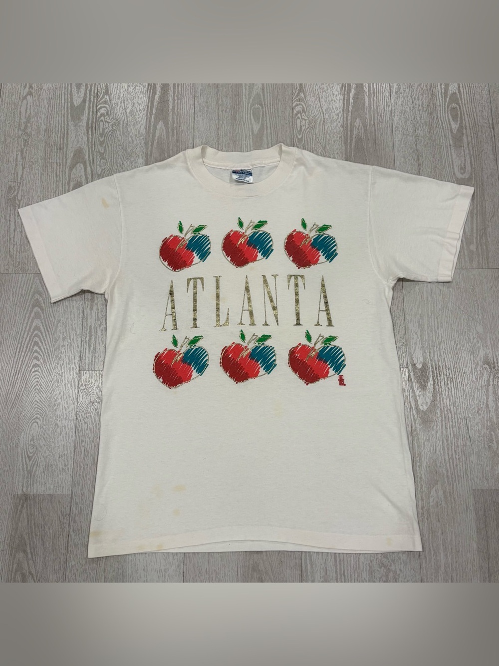 Vintage 80s 90s Atlanta Peaches T Shirt Medium Hanes